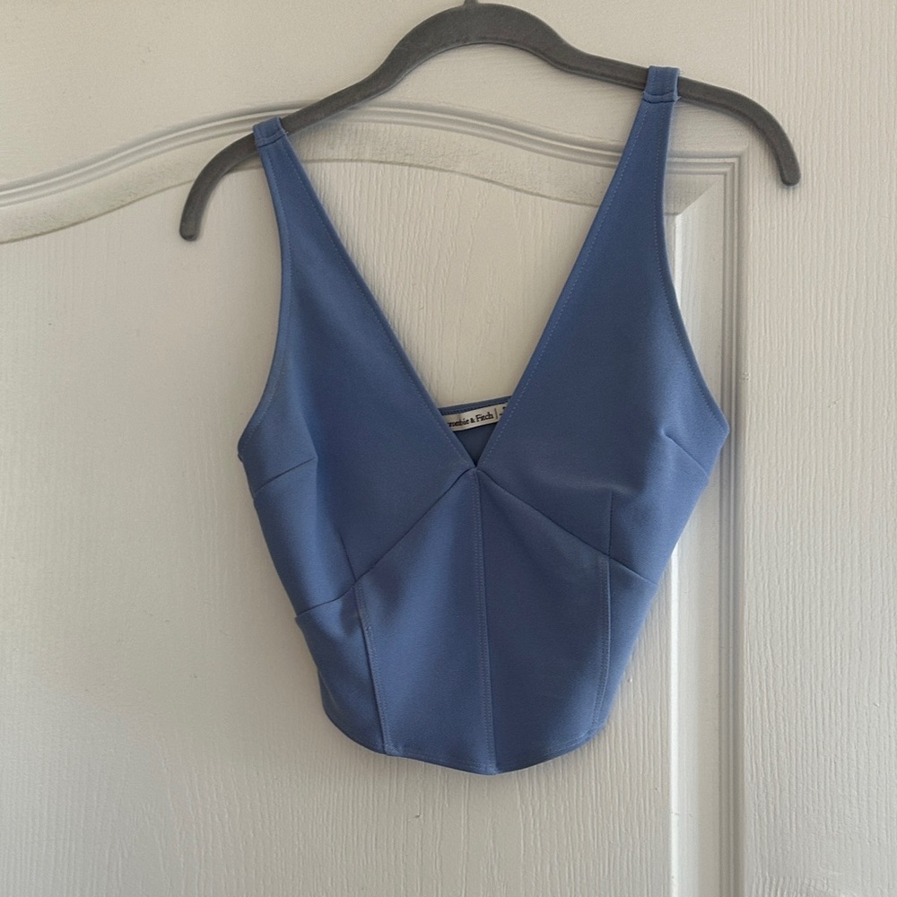 Abercrombie & Fitch Blue V-Neck Crop Top